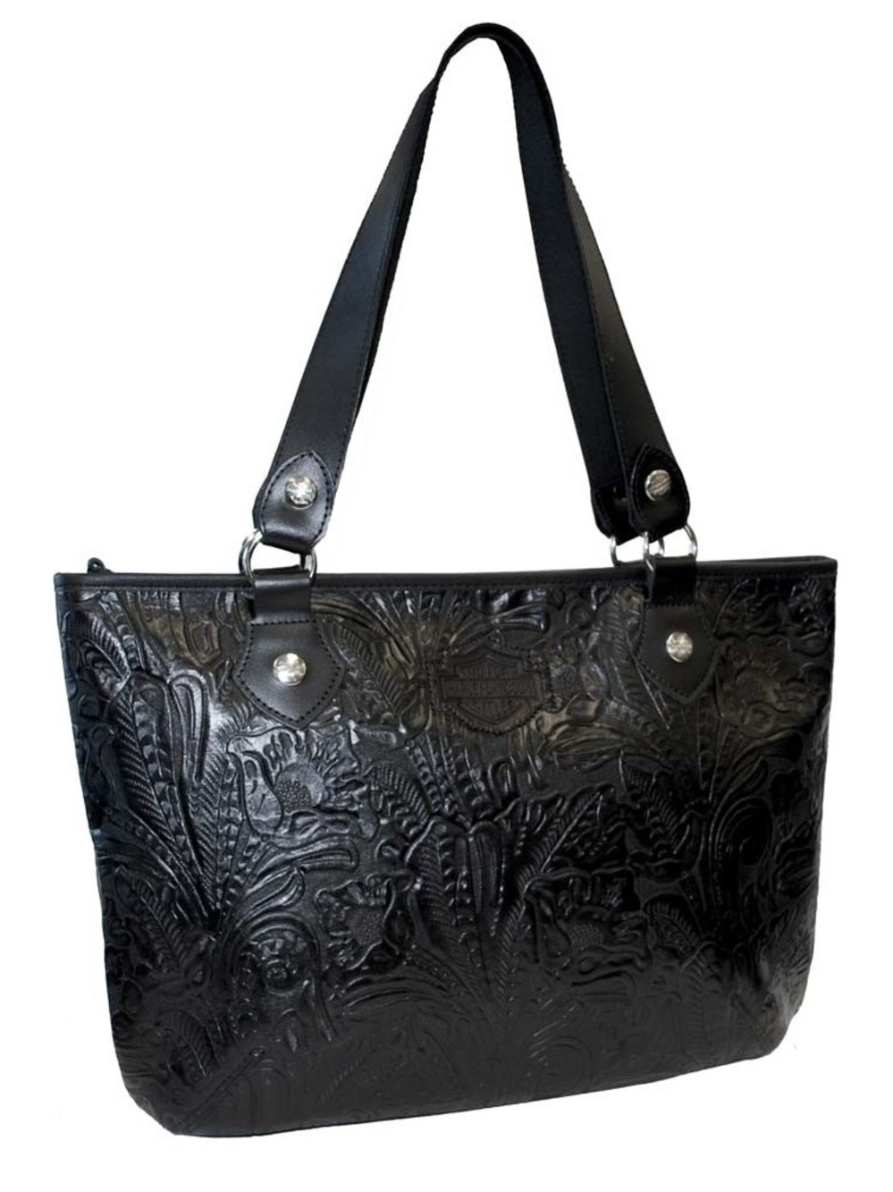 Harley-Davidson® Women's Floral Tote Bag Black Leather
